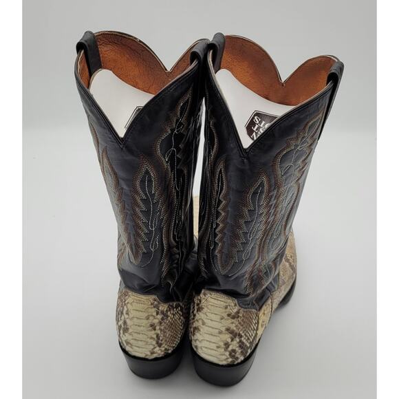 Dan Post Boots Mens Size 11 D Tan Black Western Cowboy Python Snakeskin DP3036 - Picture 11 of 16